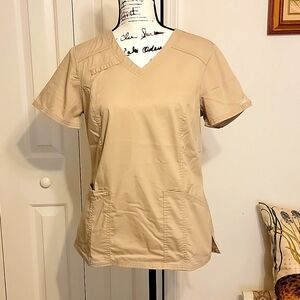 Cherokee Core Stretch khaki scrub top, Sz S